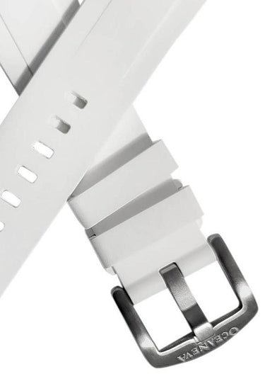 FKM White Rubber Strap - BRUSHED Steel Buckle - FKM-WH-BR FKM Rubber Watch Strap, White FKM rubber strap